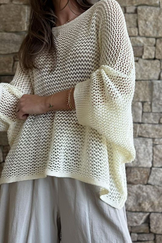Conrad Grunge Loose Cotton Knit Buttercream